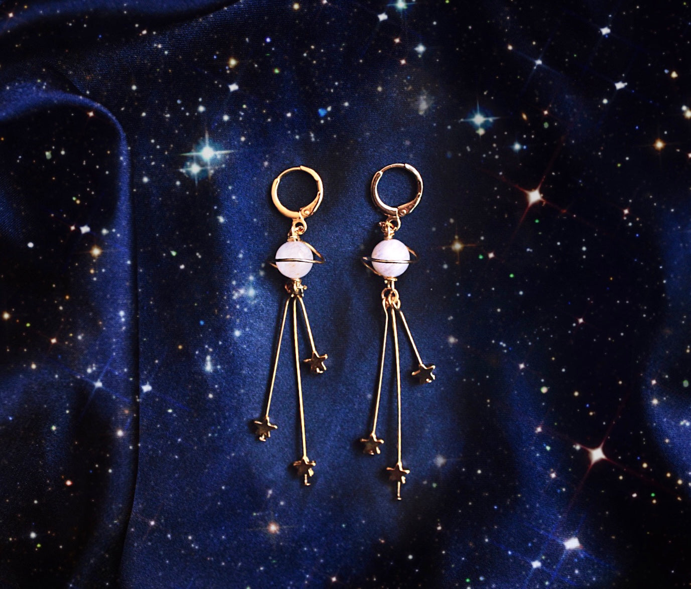 Andromeda moon stone earrings.